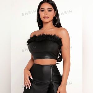 Fuzzy Tube Leather Top